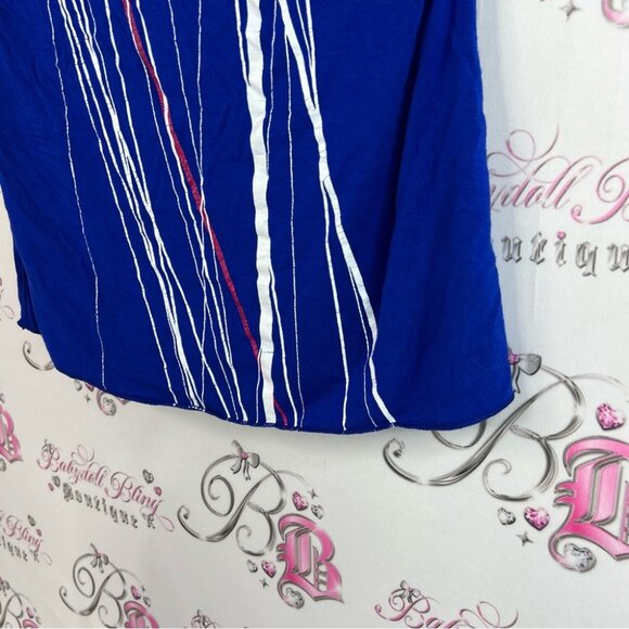 Zap tshirt y2k stripes abstract Royal Blue Top with White and Pink Stripes soft - Picture 3 of 10
